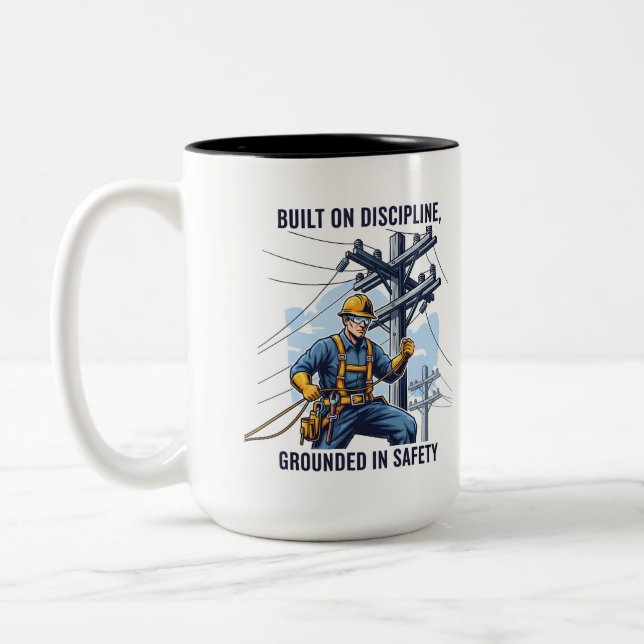 Professional Utility Lineman Gift Two-Tone Coffee Mug (Left)