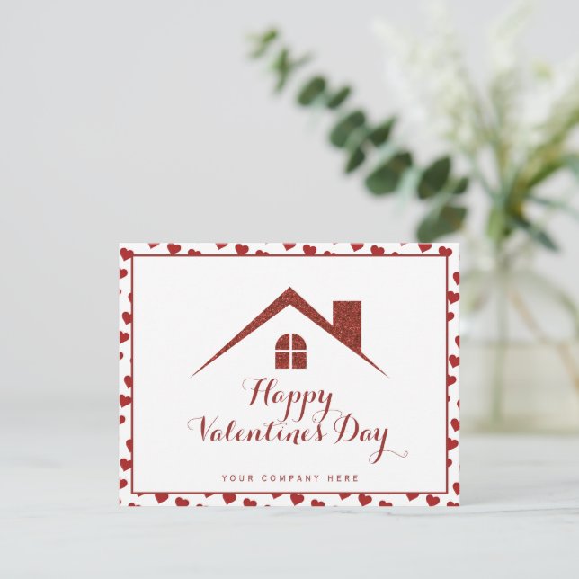 Professional Valentine's Day Real Estate House  Card (Standing Front)