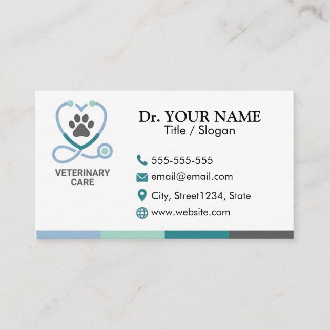 Professional Veterinarian Custom Business Card (Front)