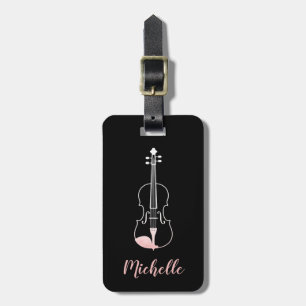 Professional Violin Black White Luggage Tag