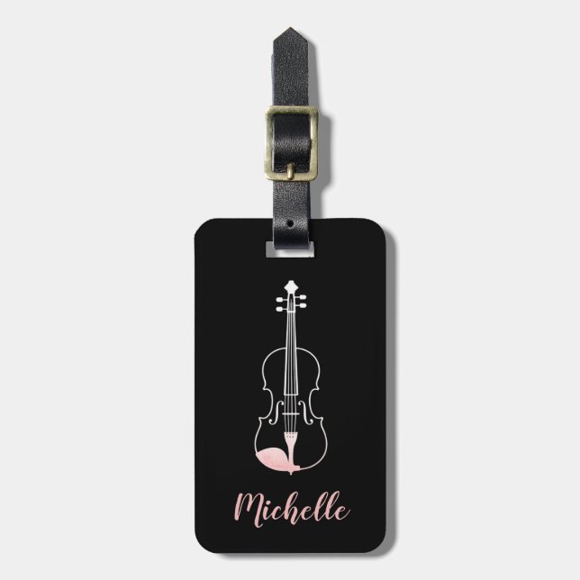 Professional Violin Black White Luggage Tag (Front Vertical)