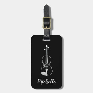 Professional Violin Black White Luggage Tag
