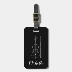Professional Violin Black White Luggage Tag