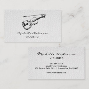 Professional Violinist Violin musical Black White  Business Card