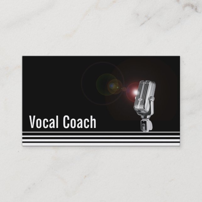 Professional Vocal Coach Dark Business Card (Front)
