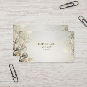 Professional Watercolor Golden Eucalyptus Foliage Business Card