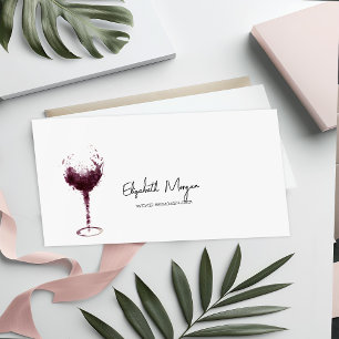 Professional Watercolor Wine Stain Wine Glass Business Card