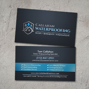 Professional Waterproofing Services Contractor Business Card