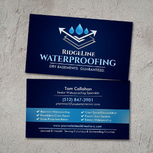 Professional Waterproofing Services Contractor Business Card
