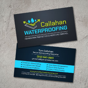 Professional Waterproofing Services Contractor Business Card