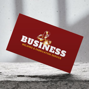 Professional Welding Metal Fabrication Red Welder Business Card
