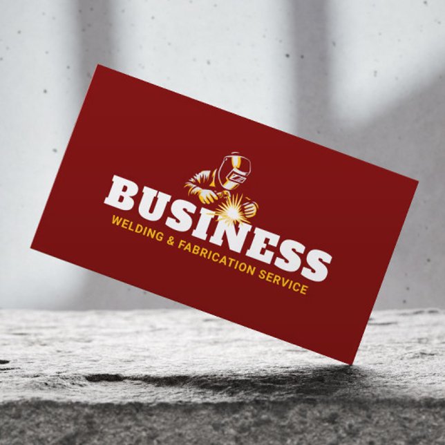 Professional Welding Metal Fabrication Red Welder Business Card (Creator Uploaded)
