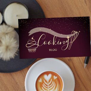 Professional,Whisk,Cupcake,Cooking Burgundy Business Card