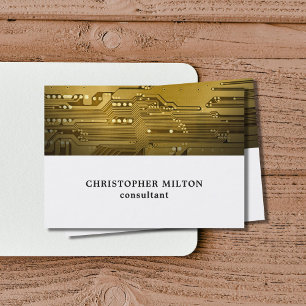Professional White Gold Circuit Board Consultant Business Card
