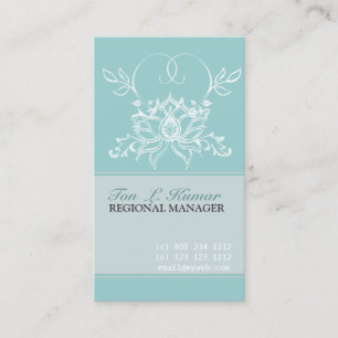 Professional White Lotus Pale Teal Purity Floral Business Card