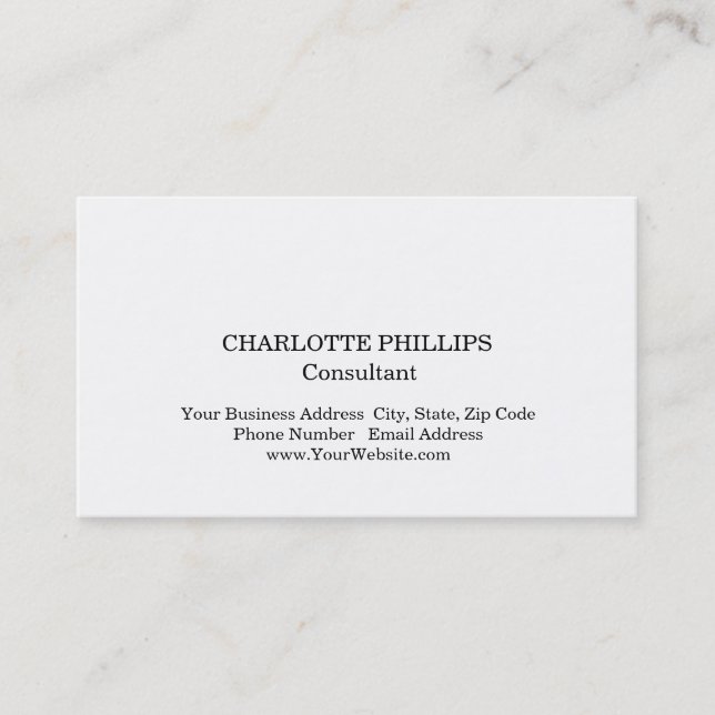 Professional White Minimalist Plain Business Card (Front)