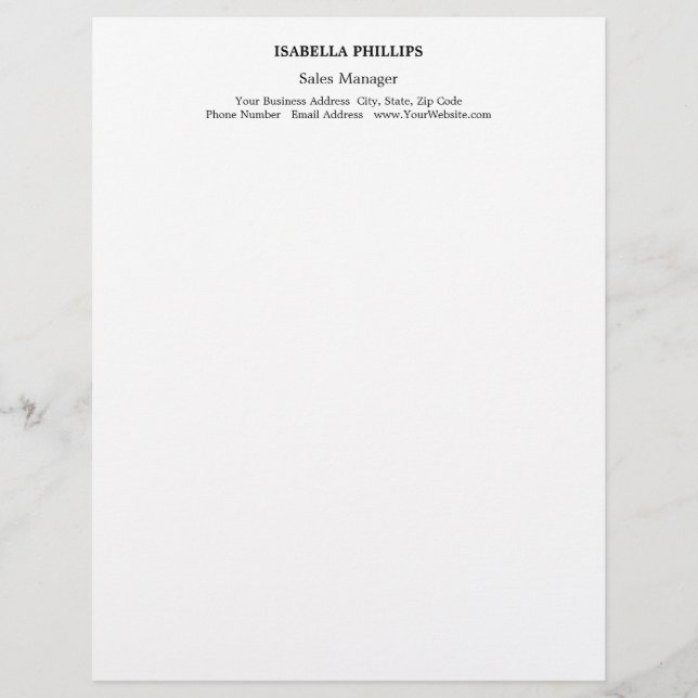 Professional White Minimalist Plain Creative Custom Letterhead (Front)