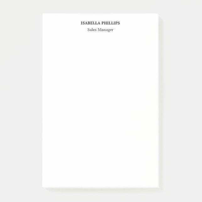 Professional White Minimalist Plain Creative Post-it Notes (Front)