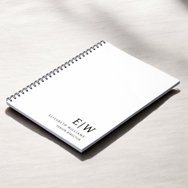 Professional White Monogram Business Initial Notebook (Creator Uploaded)