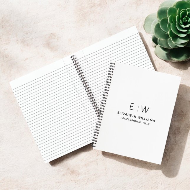 Professional White Monogram Business Initial Notebook (Creator Uploaded)