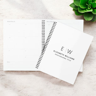 Professional White Monogram Business Initial Planner