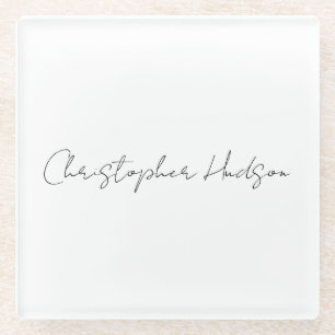 Professional White Plain Creative Chic Calligraphy Glass Coaster