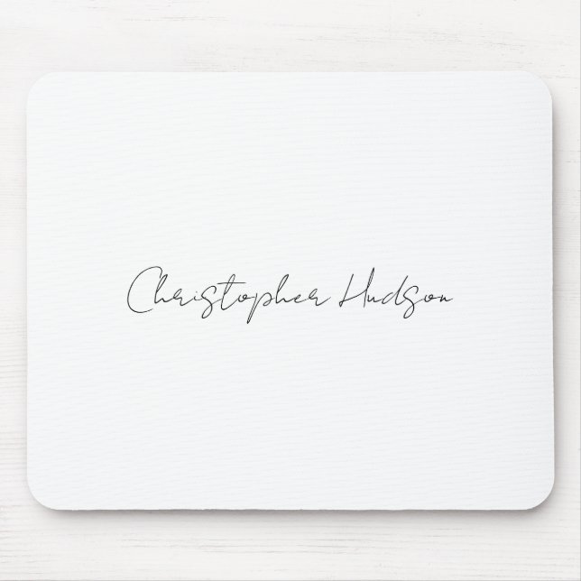 Professional White Plain Creative Chic Calligraphy Mouse Pad (Front)