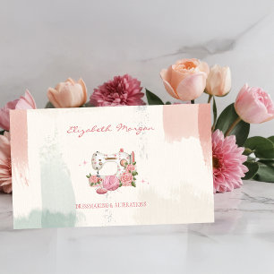 Professional White Sewing Machine Cat Brush Stroke Business Card