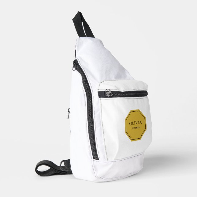 Professional White Sling Bag with Custom Text (Left Corner)