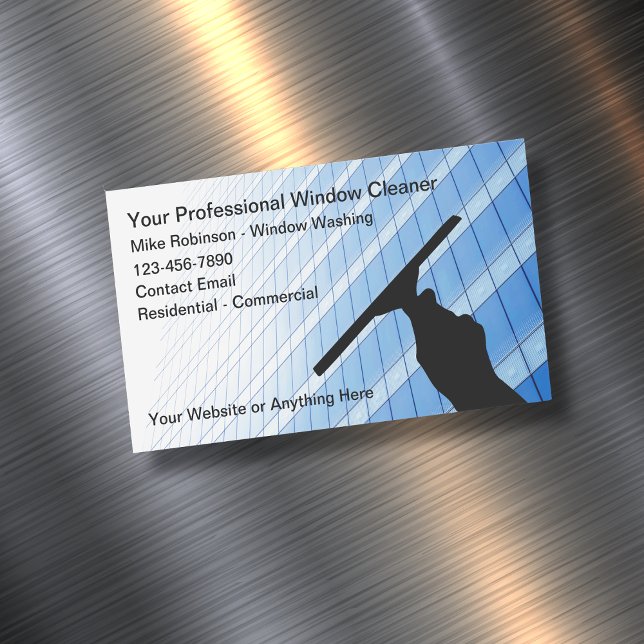 Professional Window Cleaner Office Magnetic Business Card (Creator Uploaded)
