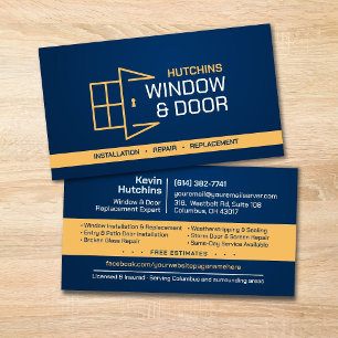 Professional Window & Door Installation Repair Business Card