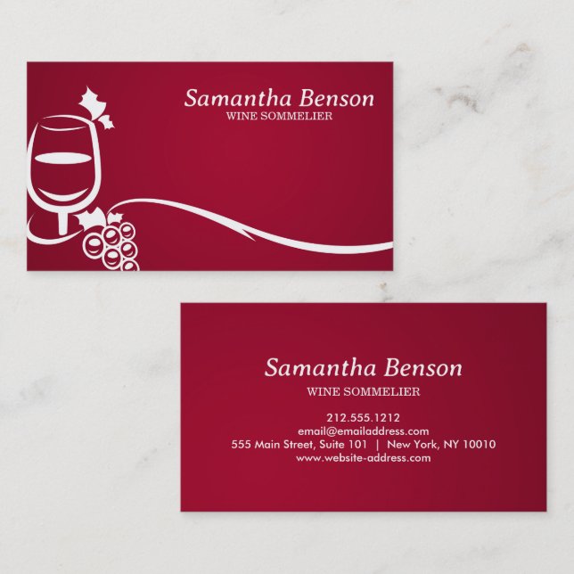 Professional Wine Stain Wine Glass Wine Sommelier  Business Card (Front/Back)