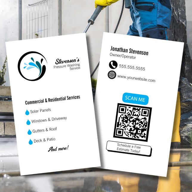 Professional with QR Code Custom Pressure Washing  Business Card (Creator Uploaded)