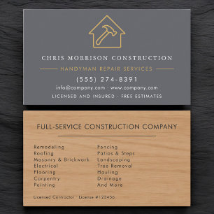 Professional Wood Grain Modern Handyman Business Card