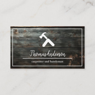 Professional Wood Grain Rustic Carpentry Business Card