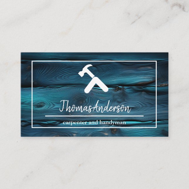 Professional Wood Grain Rustic Carpentry Business Card (Front)