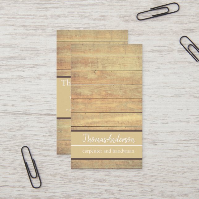 Professional Wood Grain weathered wood minimalist  Business Card (Front/Back In Situ)