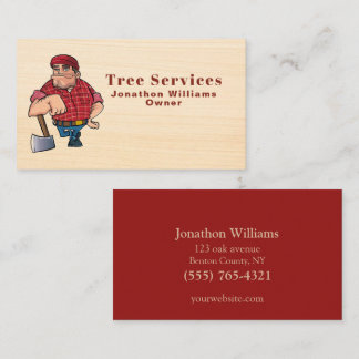 Professional Wood Tree Trim Service Cartoon guy Business Card