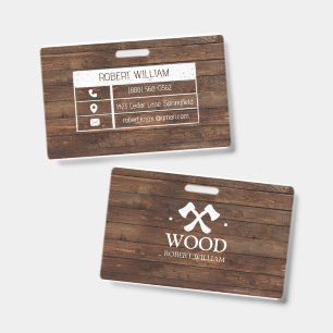 Professional Woodworker Dark Wood Carpenter Cust ID Badge
