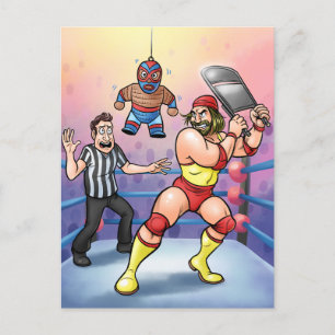 Professional Wrestler Steel Chair Birthday Postcard