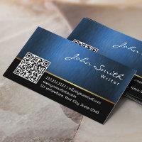 Professional Writer Navy Blue QR Code