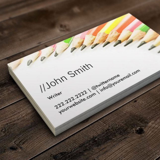 Professional Writer Pencils Teacher Business Card (Creator Uploaded)