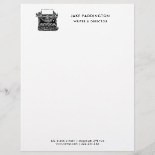Professional Writer Vintage Typewriter Symbol Custom Letterhead