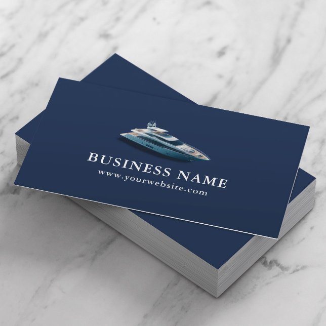 Professional Yacht Boat Nautical Navy Blue Business Card (Creator Uploaded)