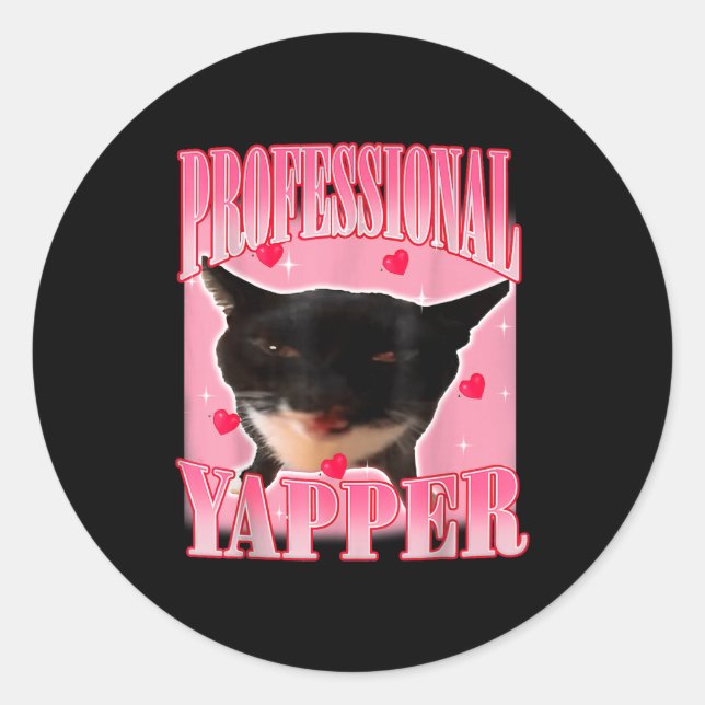 Professional Yapper Cat Funny Oddly Specific Dank  Classic Round Sticker (Front)