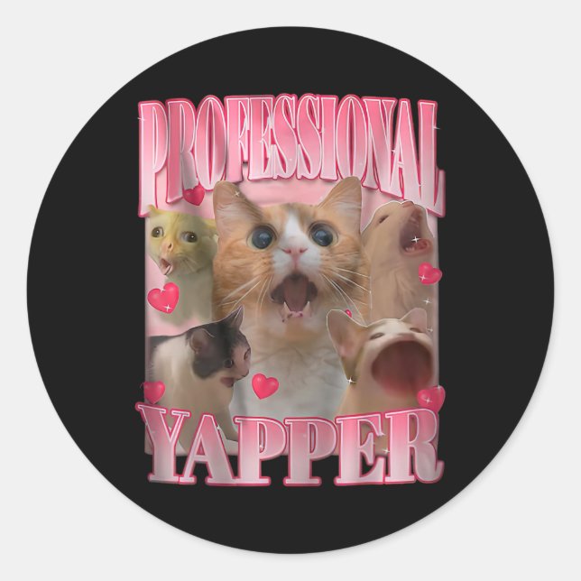 Professional Yapper Cat Funny Oddly Specific Dank  Classic Round Sticker (Front)