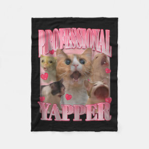 Professional Yapper Cat Funny Oddly Specific Dank  Fleece Blanket
