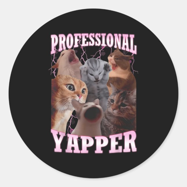 Professional Yapper Cat Meme Funny Oddly Specific  Classic Round Sticker (Front)