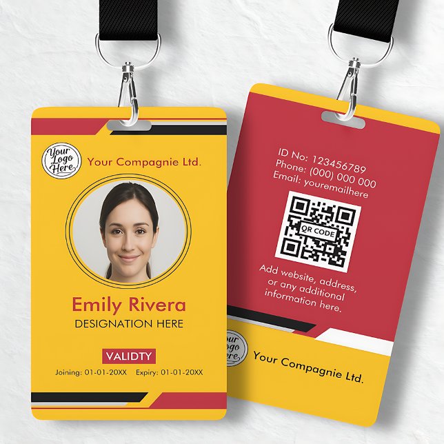 Professional Yellow Black Red Employee Access Card ID Badge (Professional Yellow Black Red Employee Access Card Badge)