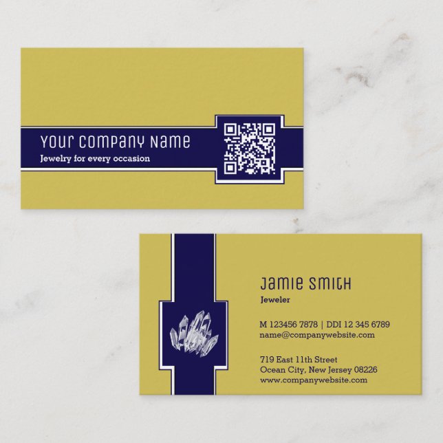 Professional Yellow & Blue Jeweller Business Card (Front/Back)